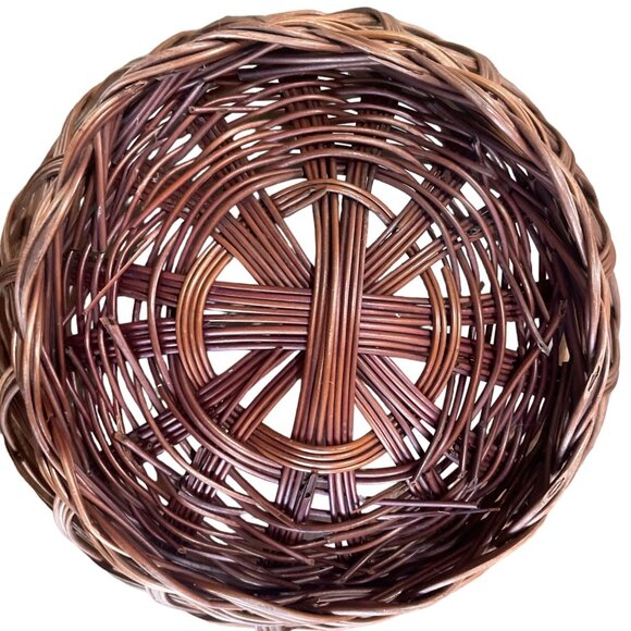 Vintage Wicker Set Of 2 Rustic Brown Woven Nesting Baskets - Picture 6 of 6